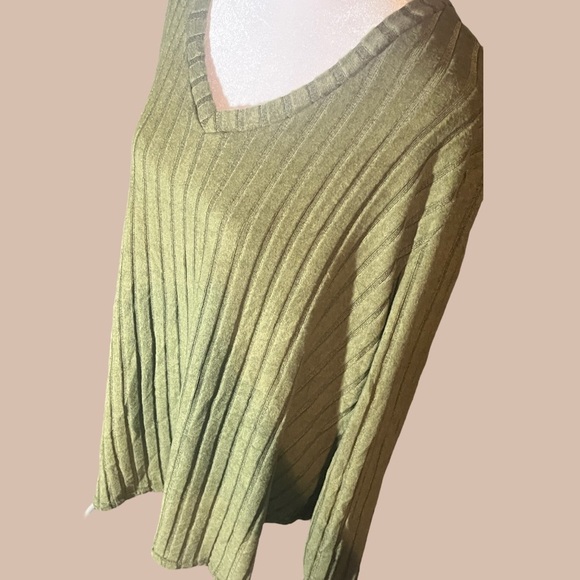 NWT Elegant Olive Green Ribbed V-Neck Sweater Perfect for Any Occasion Plus size - Picture 6 of 8